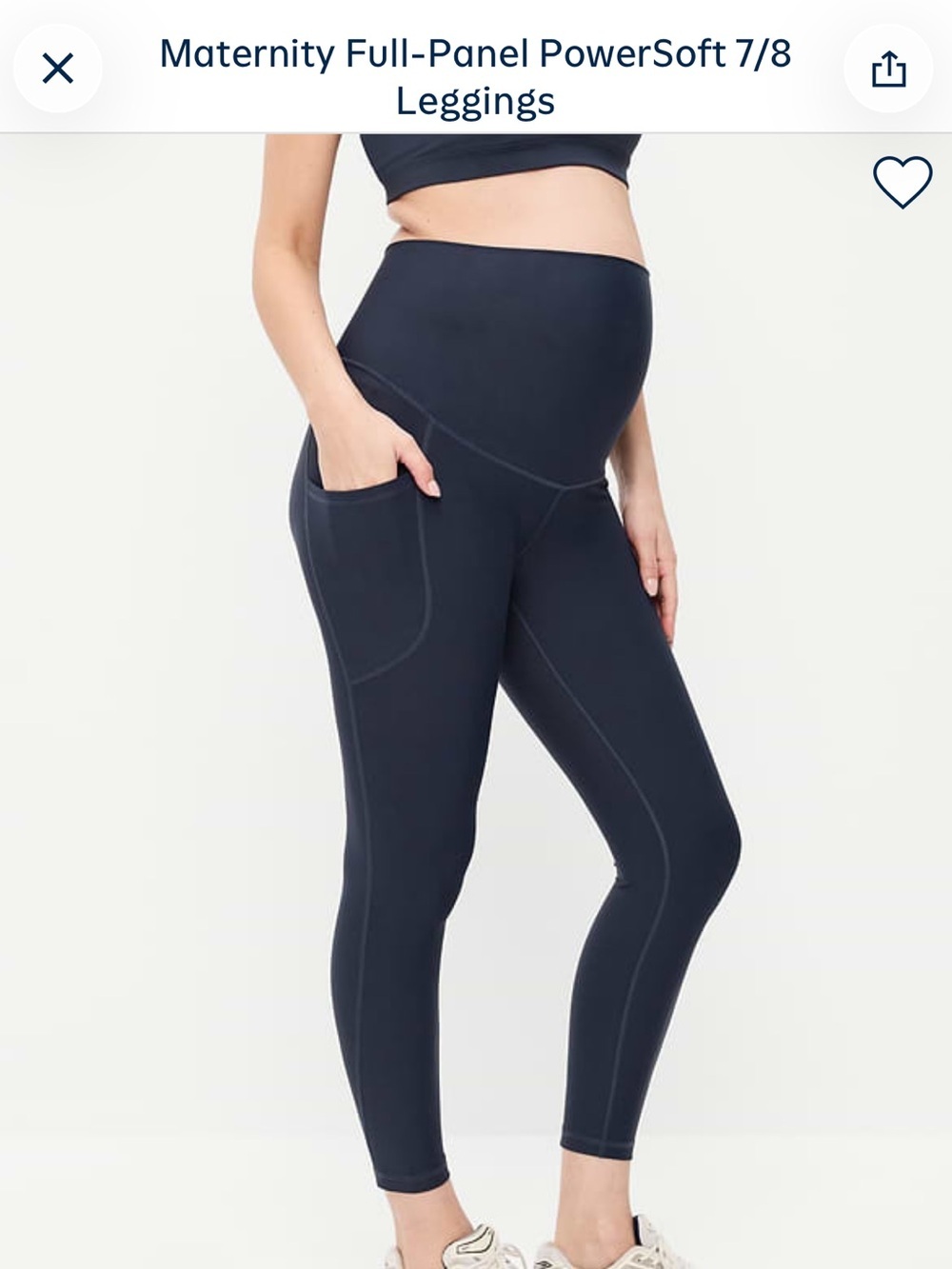 Old Navy Maternity Full-Panel 7/8 Leggings with Side Pockets - Dusk Navy -Sz M